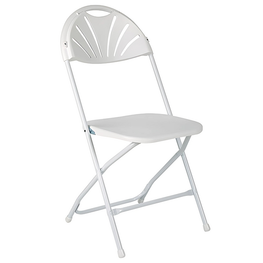 White Fan Back Folding Chair