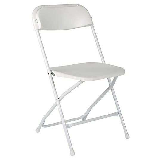 White Flat Back Folding Chair