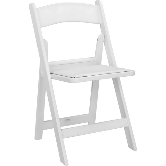 White Padded Resin Folding Chair
